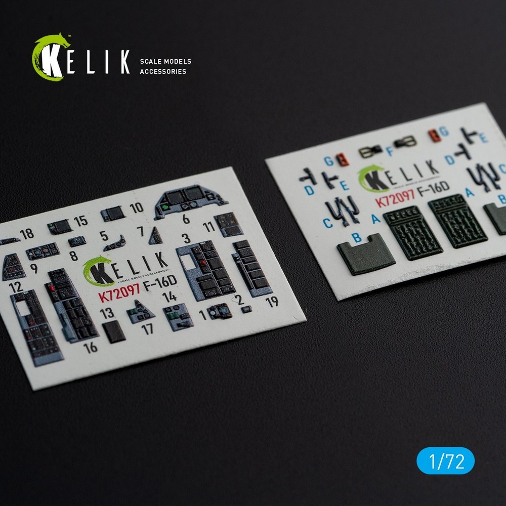 KeliK F-16D Cockpit 3D Interior Decals for Revell Kit 1/72 K72097