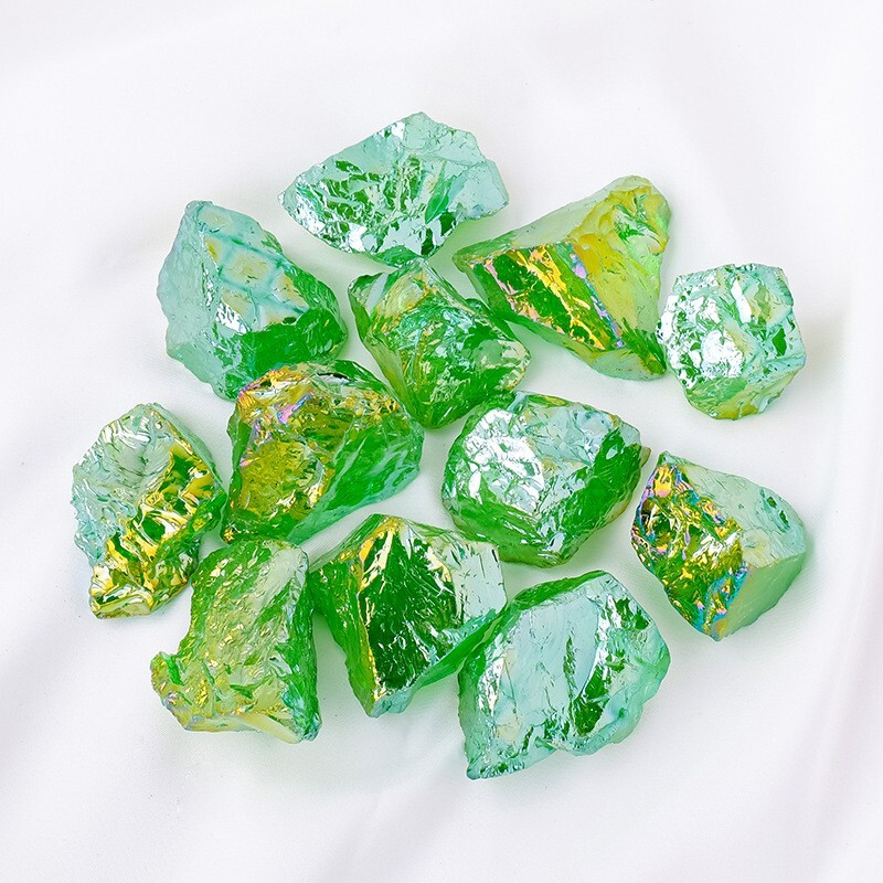 Raw Rough Electroplated Green Stone Chunk Healing Mineral Rocks Gifts 100g
