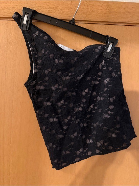 Old Navy Women’s Y2K Vintage Lace Sleeveless One Shoulder Tank Top Black Small