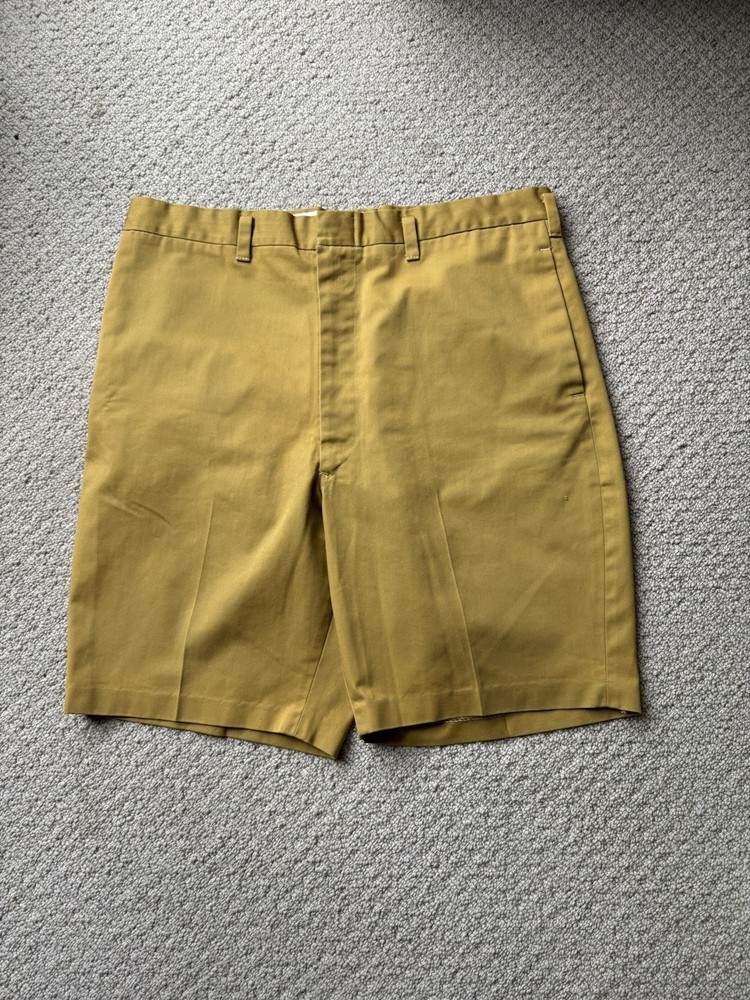 Vintage 70s Sears Roebuck Bermuda Shorts Mens 38 Mustard Yellow Perma-Prest