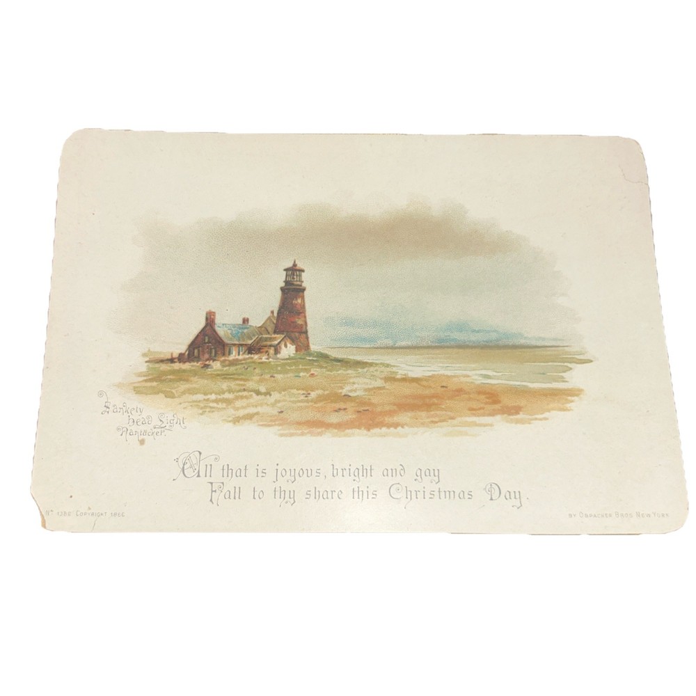 Sankety Head Light Nantucket Christmas Card Copyright 1886