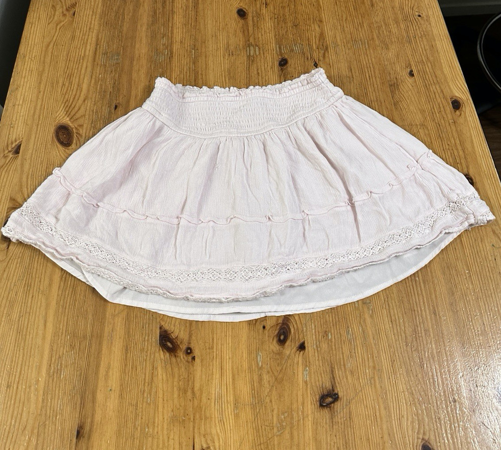 Hollister Women Mini Skirt Ultra High Rise Skort Pink Coquette size S *Hole