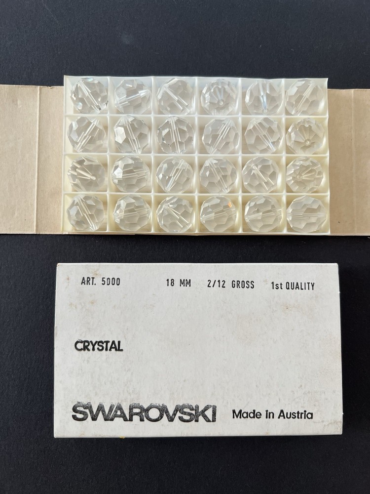Vintage Swarovski 18mm Crystal Beads. Full Factory Packed Box-24pcs