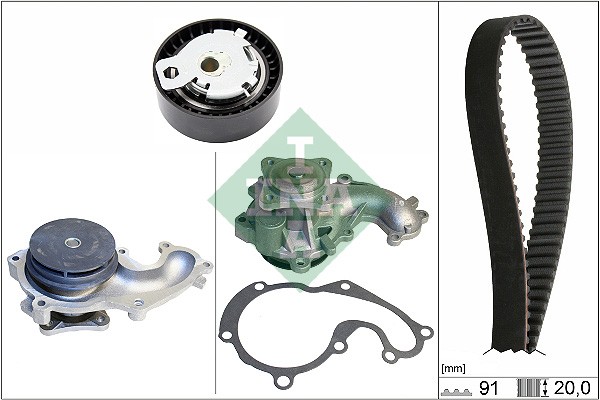 530 0142 30 INA Water Pump + Timing Belt Kit for FORD