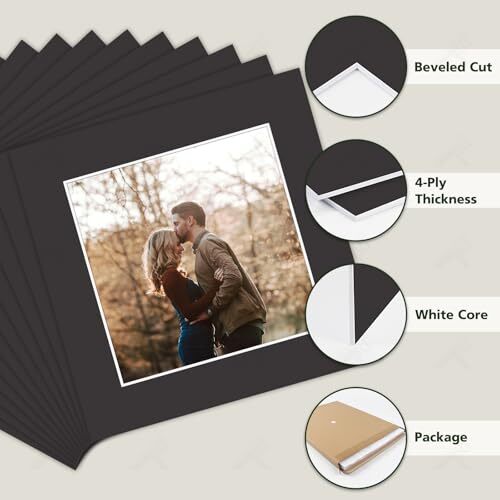 10 Pack Acid Free Picture Mats Bevel Cut White Core Frame Mattes for Photos-image