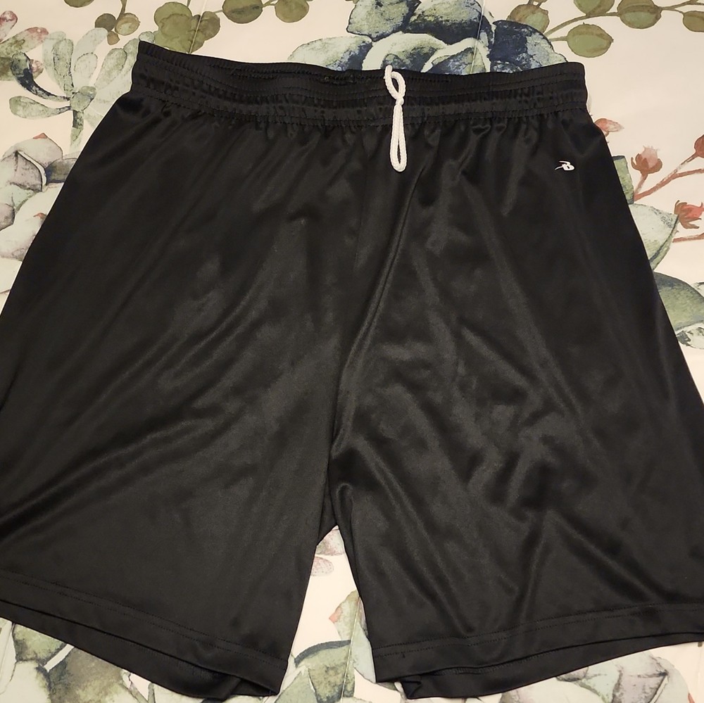 Badger Sport Black Solid Men's Mesh Polyester Athletic Shorts L Drawstring