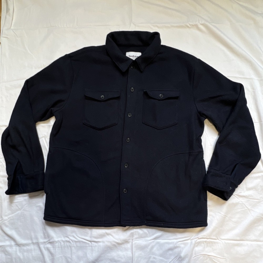 Goodfellow & Co men's Button Solid Shirt Jacket with Pockets Black Size L