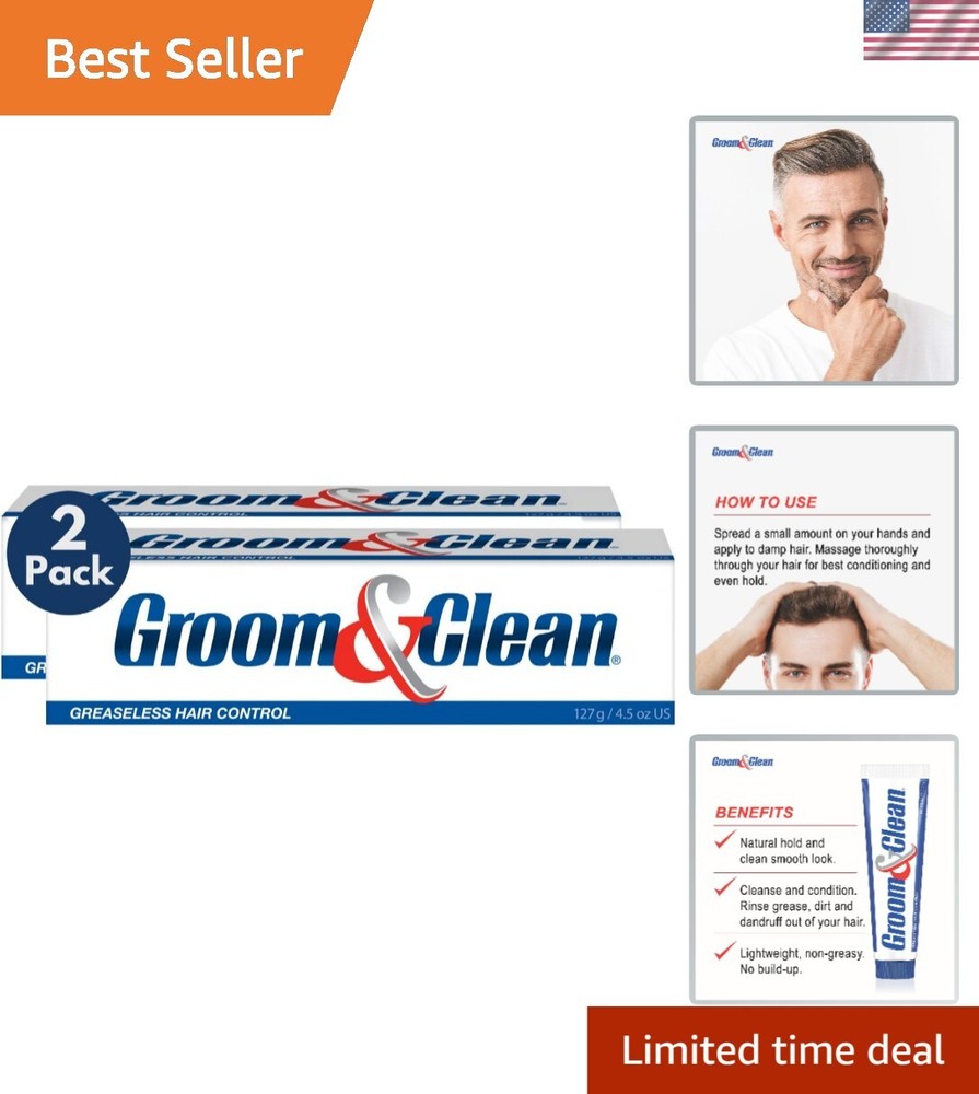 Grease-less Men's Styling Cream - 4.5 Oz All-Day Hold, Easy Wash Off, Pack of 2