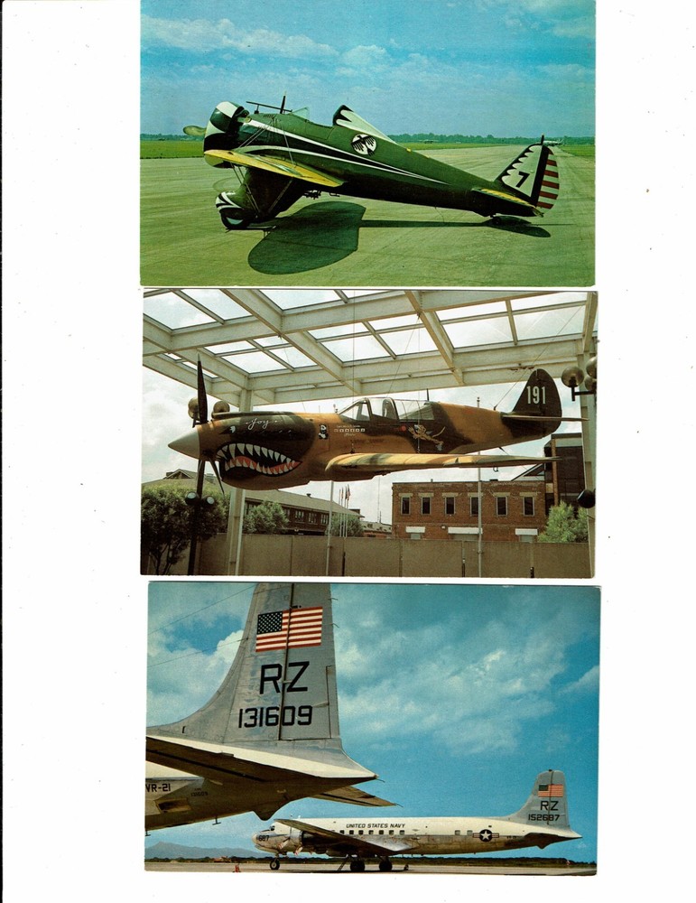 3 Card Lot, US Military Airplanes, P-26 Fighter, P-40 Tigers, C-118 Hawaii.