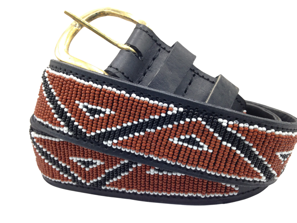 Handmade Beaded Maasai Tribe Leather Belt Kenya Ethnic Size 38 US