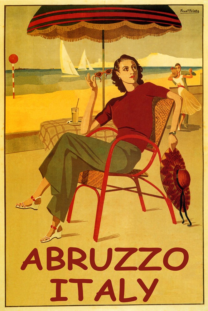 Summer Travel Abruzzo Italy Beach Sailing Dancing Vintage Poster Repro FREE S/H-image