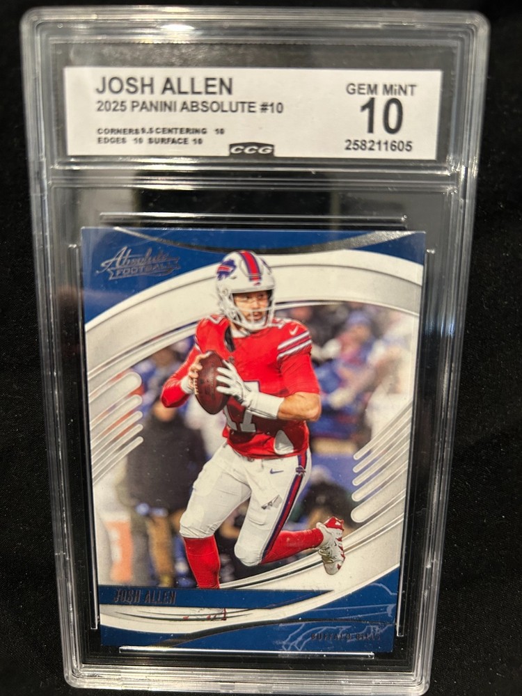 2025 Panini Absolute Josh Allen #10 graded 10 Gem mint-Check Description....