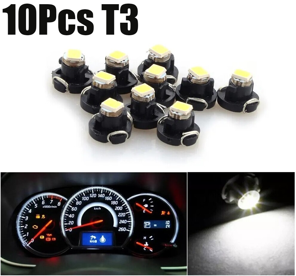 10Pcs White T3 Neo Wedge LED Instrument Dashboard Cluster Panel Dash Light Bulbs