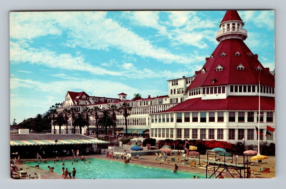 Coronado CA-California Swimming Pool Hotel Del Coronado Vintage Postcard Old PC