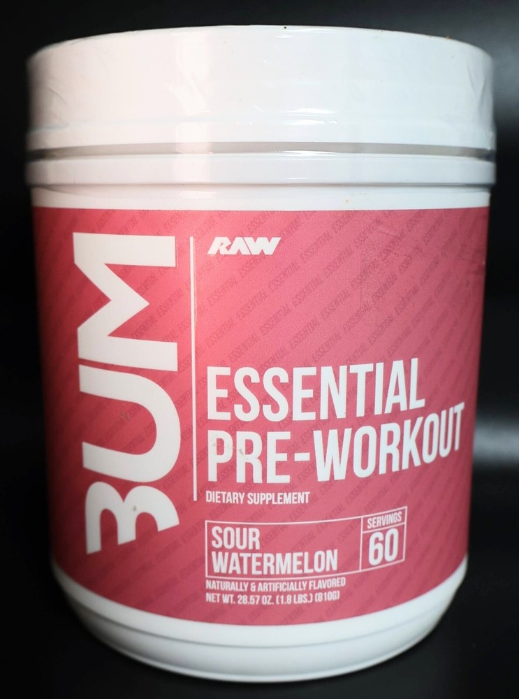 RAW Nutrition CBUM Essential Pre-Workout, Sour Watermelon, 60 Servings, EX:01/26