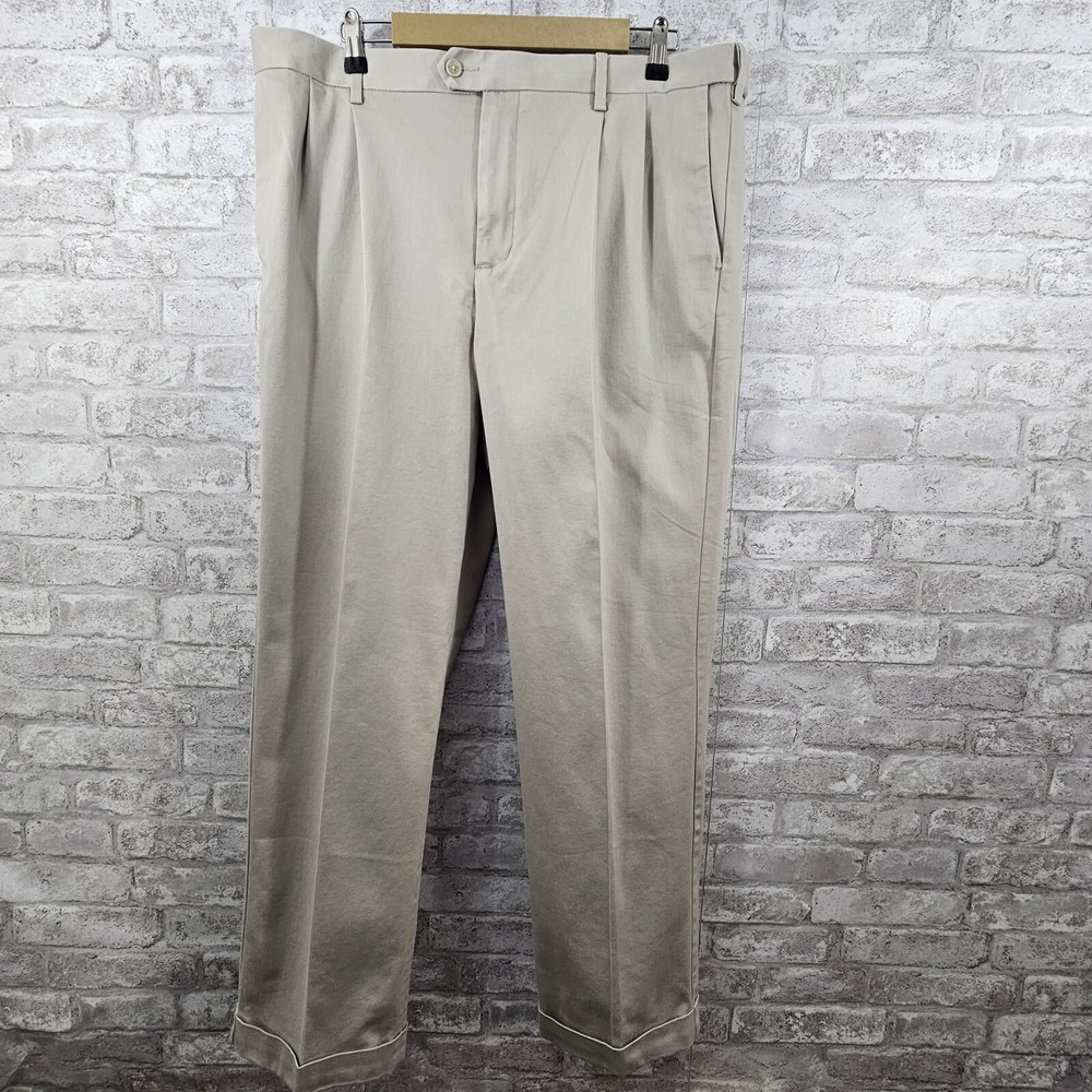 Croft Barrow Dress Pants Mens 38x32 Classic  Pleated Tan