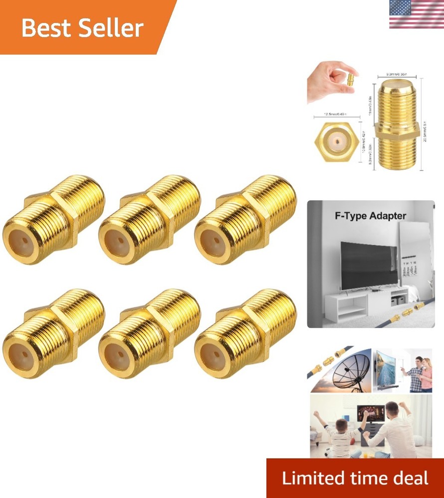 Gold-Plated Female Coax Connectors 6-Pack for Enhanced Signal Clarity