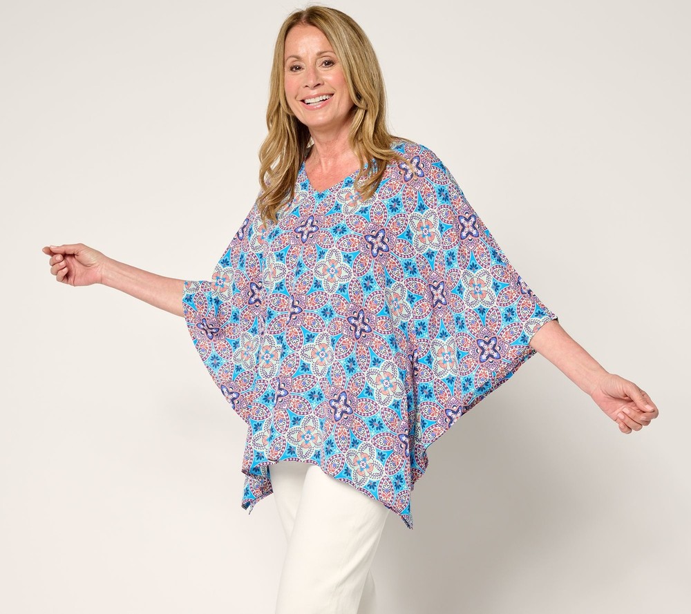 Belle by Kim Gravel Women's Top Plus Sz 2X Italian Tile Multi-colored A688403