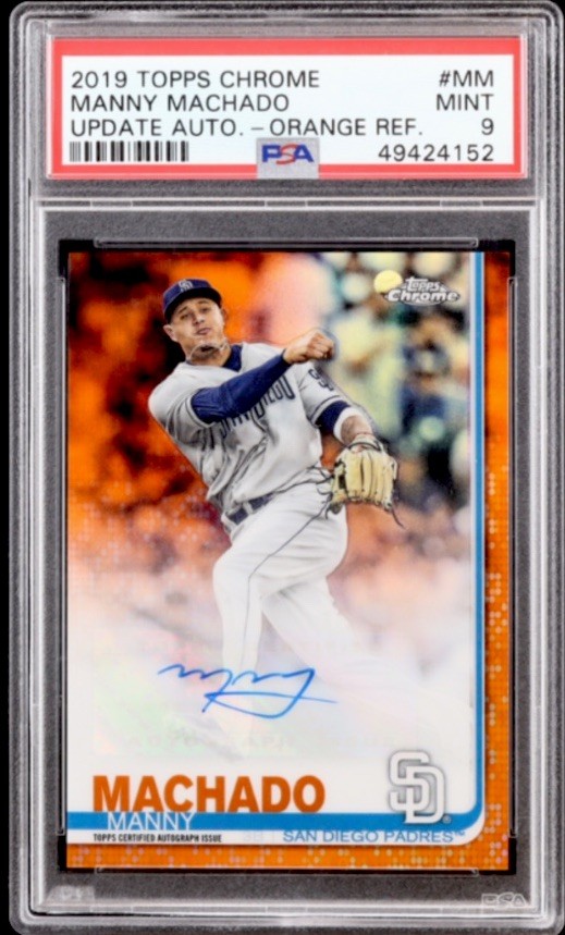 Manny Machado 2019 Topps Chrome Update Orange Refractor /25 Auto #CUA-MM Padres