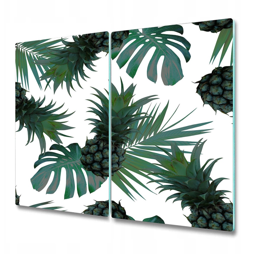 Glass Chopping Board Green Pineapple Tropical Exotic Leaves Pineapple 2x30x52