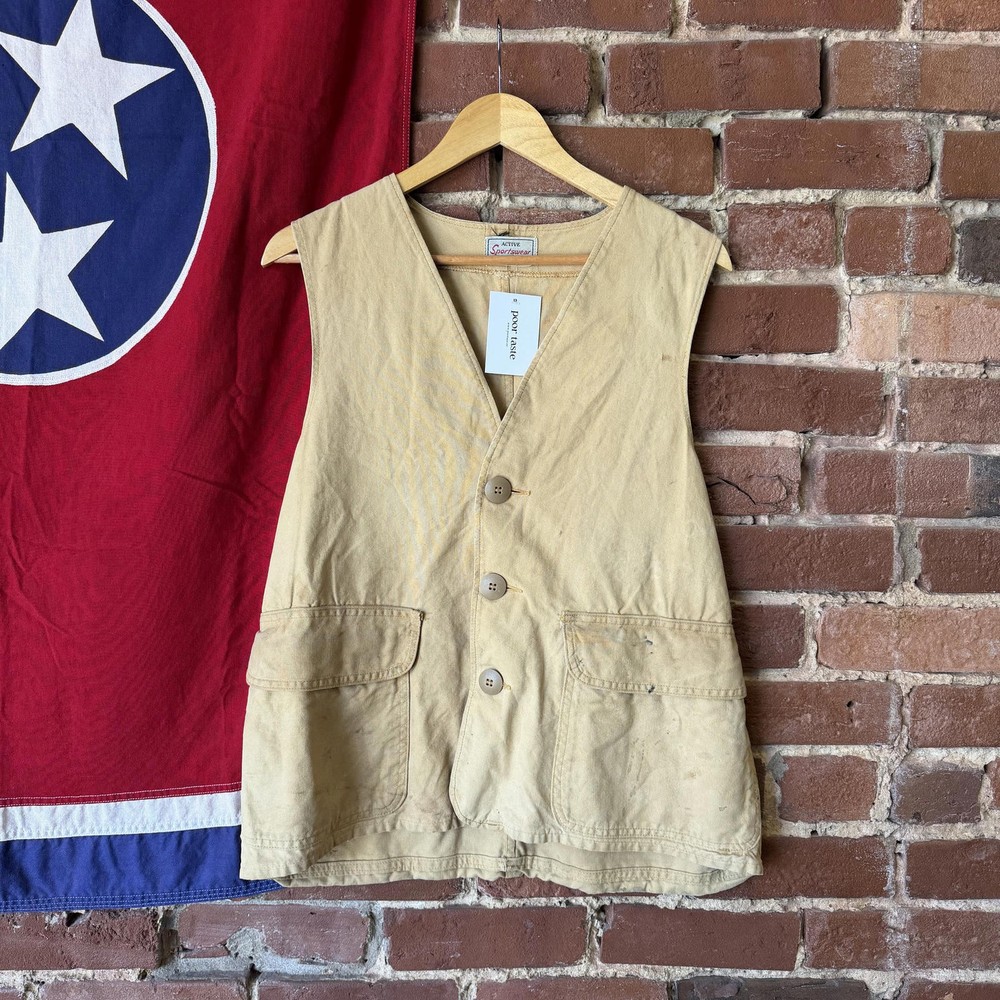 Vintage 80s Sears Roebuck Active Sportswear Canvas Utility Vest Large