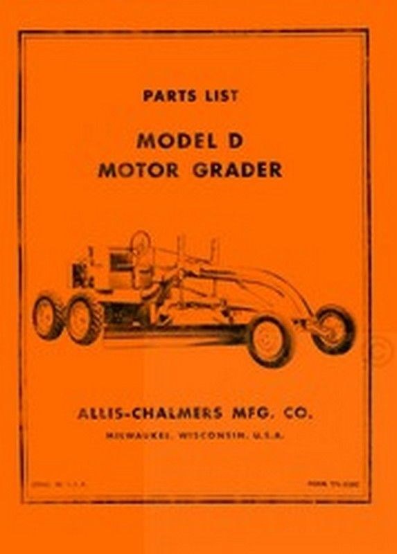ALLIS CHALMERS D Motor Grader Parts List Manual AC-image