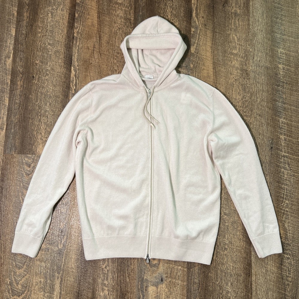 Eleventy Platinum Cashmere Full Zip Hooded Sweater Men's XXL Beige Pink Hue?