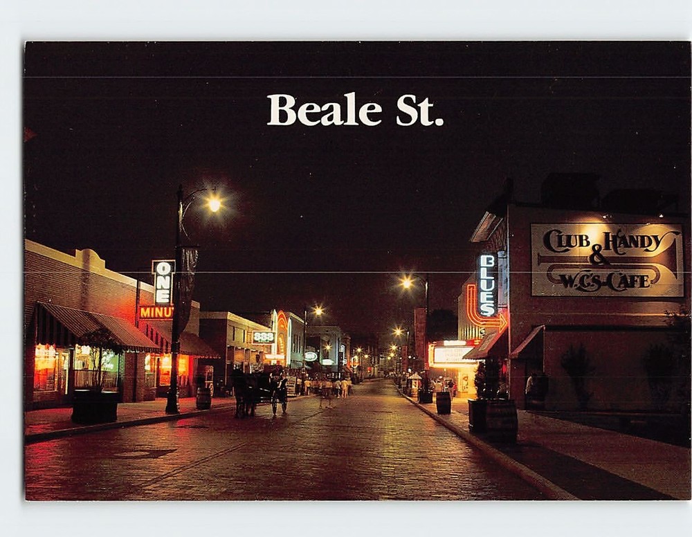 Postcard Beale Street At Night  Memphis Tennessee