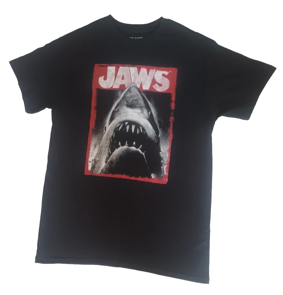 Jaws T Shirt Mens Size Small Black Crew Neck Short Sleeve