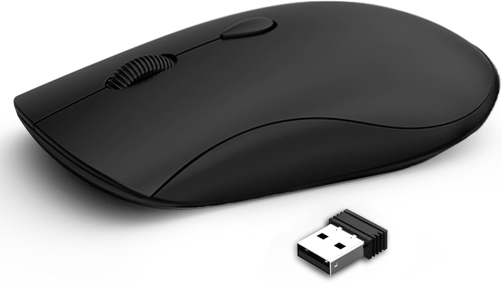 Slim Wireless Mouse for Chromebook Laptop PC MacBook in Sleek Black