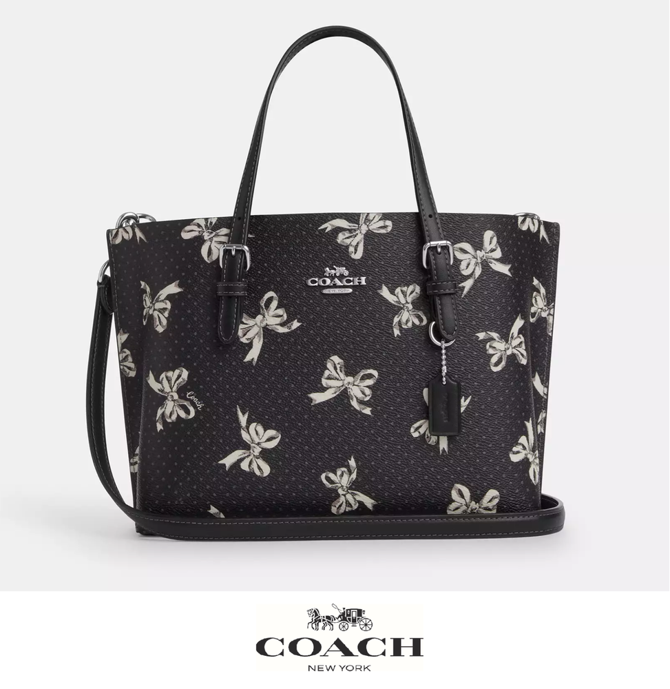 NWT Coach Mollie 25 Signature Canvas Tote Bag with Bow Print CY648 Gift Ready