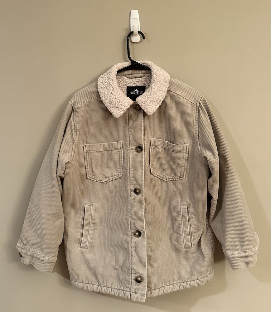 Hollister Sherpa Lined Corduroy  Beige/Light Tan Shacket - Men Medium (unisex)