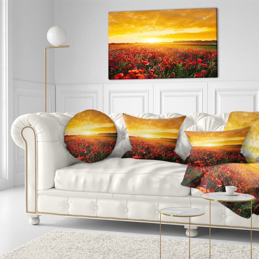 Designart 'Poppy Field under Ablaze Sunset' Abstract Throw