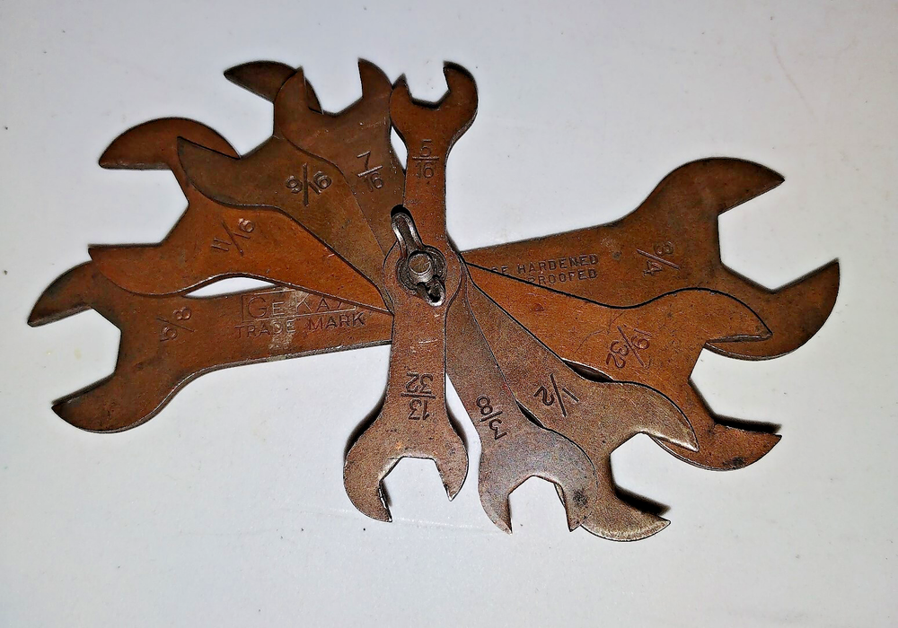Vintage Ge Kay nesting Open End Wrench Set SAE Slimline design Automotive Use