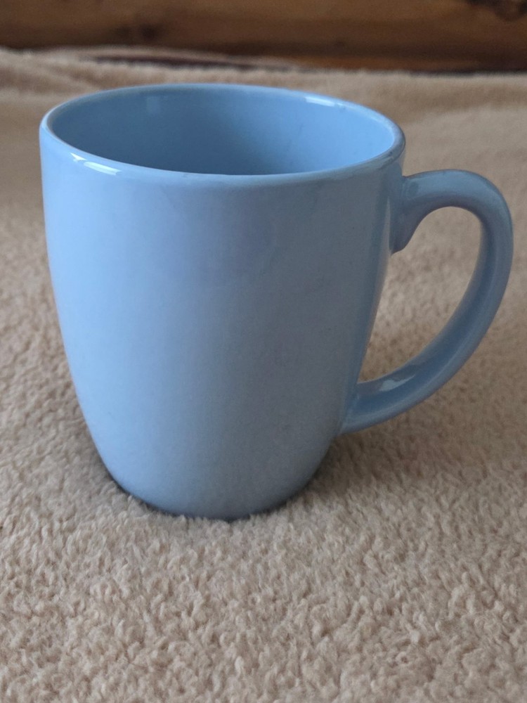 Set of 4 Light Blue Corelle Stoneware Coffee Mugs -Vintage