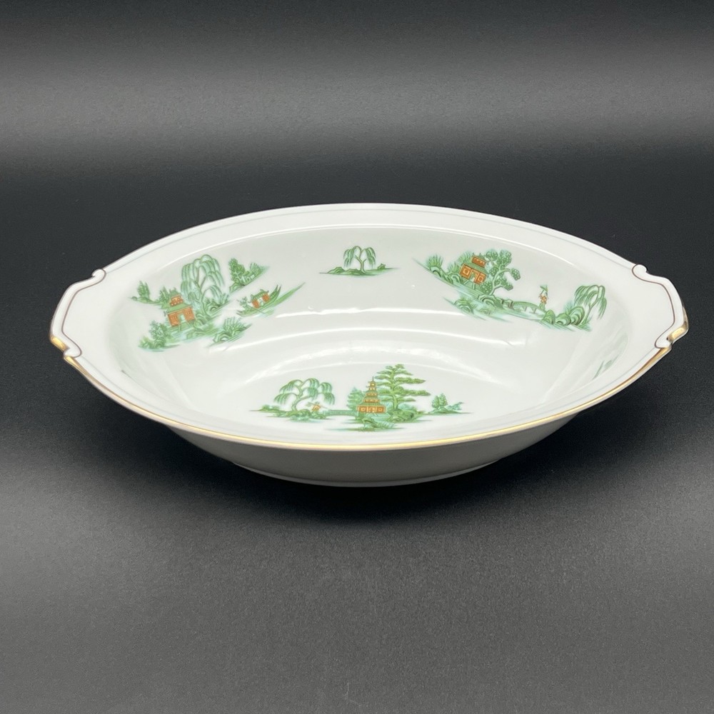 Vintage Narumi China Green Willow Oval Serving Bowl 11” Made In Japan