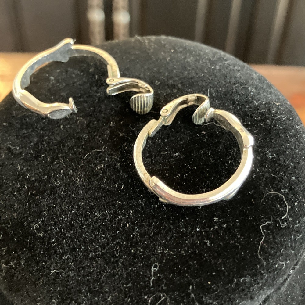 Vintage L.H. Segal California Signed Silver Tone Round Clip On Earrings