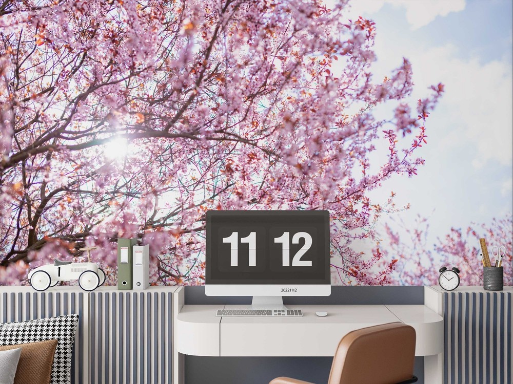 3D Purple Tree Flower Landscape Wall Murals Wallpaper Murals Wall Sticker 2