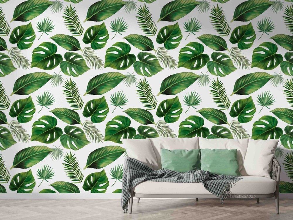 3D Green Plants Leaves Pattern Wall Murals Wallpaper Murals Wall Sticker