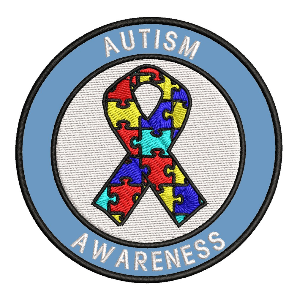 Puzzle Autism Awareness Support Ribbon Patch Embroidered Iron-On Applique