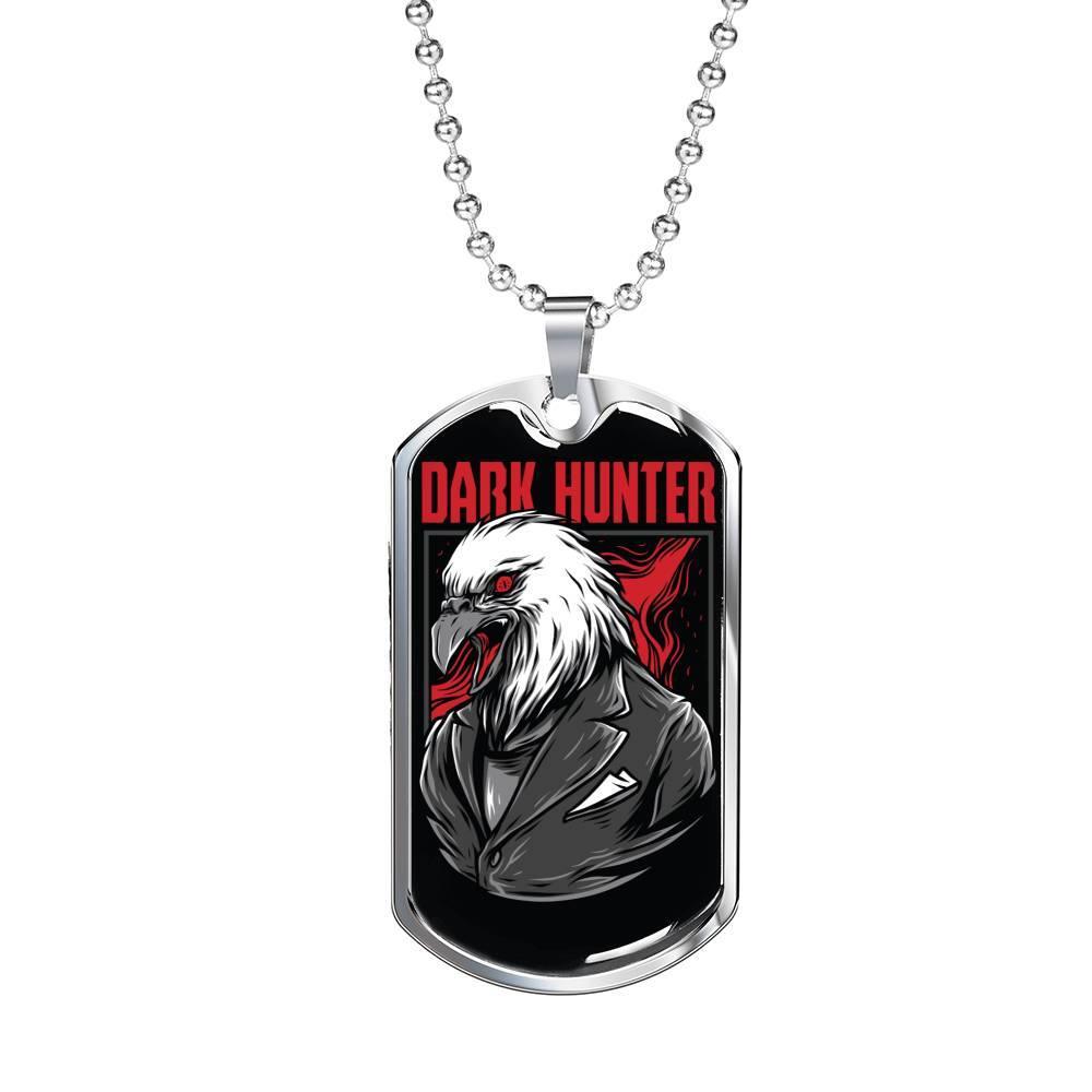 Dark Hunter Necklace Stainless Steel or 18k Gold Dog Tag 24