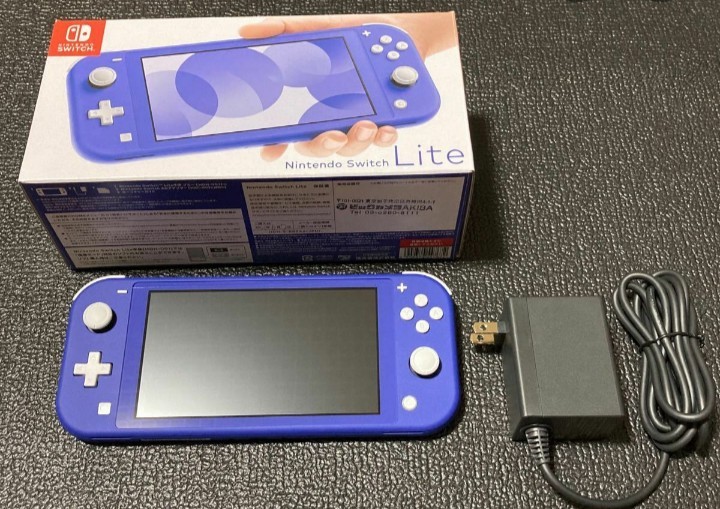 E107 Nintendo Switch Lite console Blue SW Japan w/box adapter safety guide