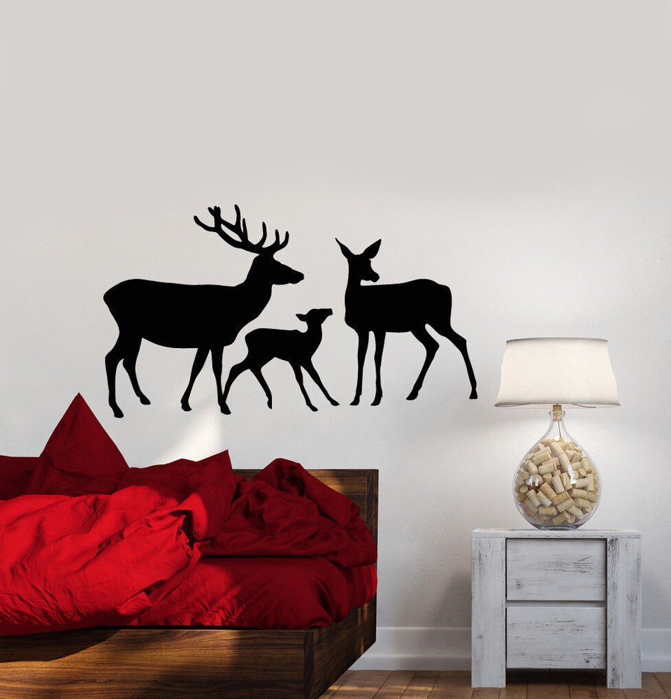 Vinyl Wall Decal Abstract Deer Family Forest Animals Stickers (2455ig)-image