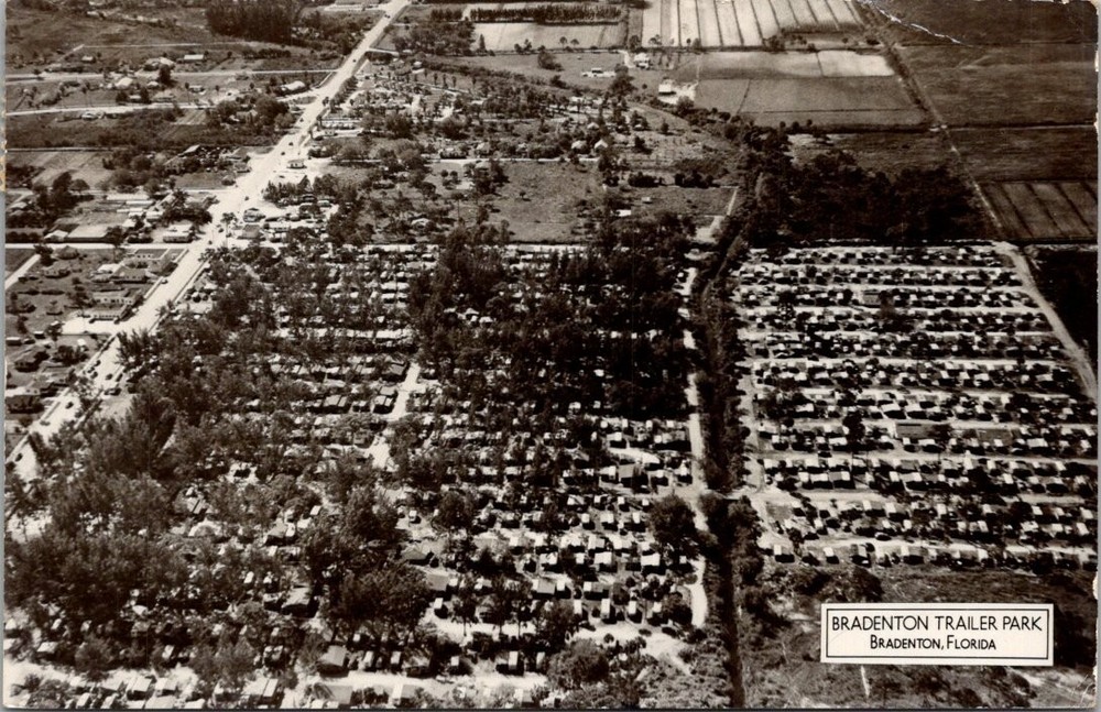 1949 Bradenton Trailer Park Florida RPPC Aerial View Postcard Myers Photo