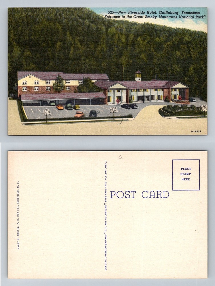 Gatlinburg, TN-Tennessee, New Riverside Hotel Smoky Mountains Vintage Postcard