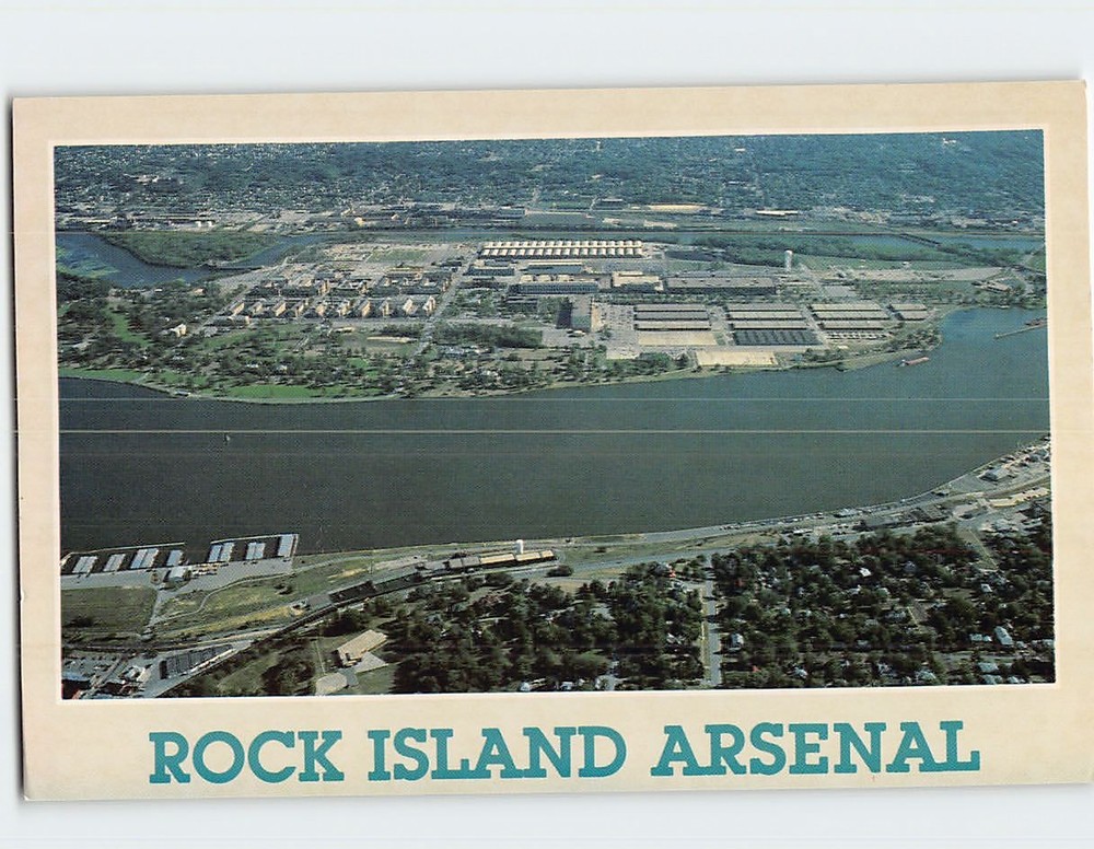 Postcard Aerial View Rock Island Arsenal Rock Island Illinois USA