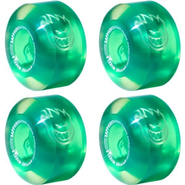 Spitfire Wheels Sapphire Cruiser Clear/Green Skate Wheels 53mm 90a (Set of 4)