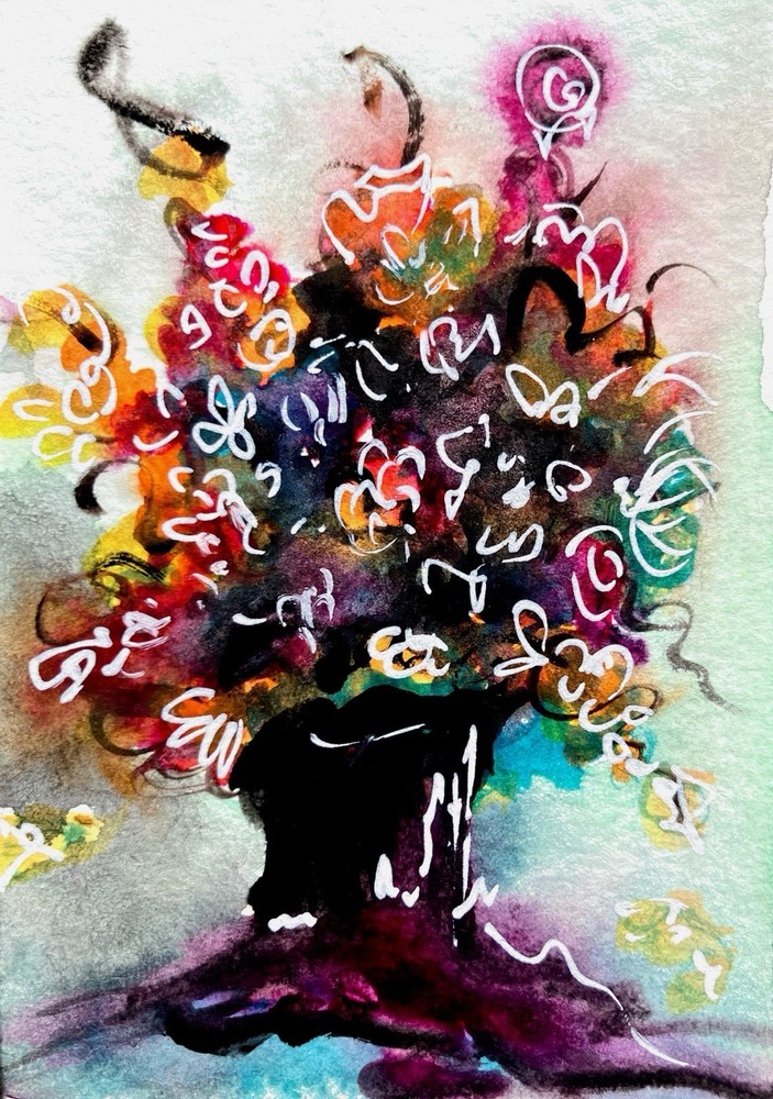 ACEO Original Watercolor Flowers Dark Beauty Rose Painting Series One Of Four