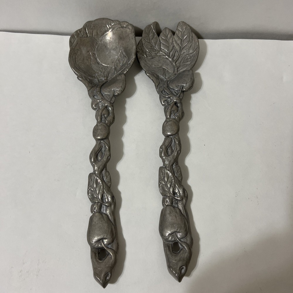 Vtg 1992 Arthur Court Salad Serving Set Fork & Spoon Fruit Apple Design Kitchen