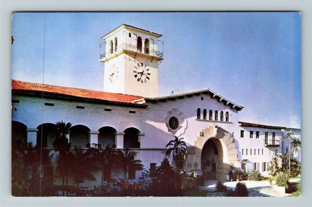 Santa Barbara CA-California, County Court House, Clock Tower Vintage Postcard